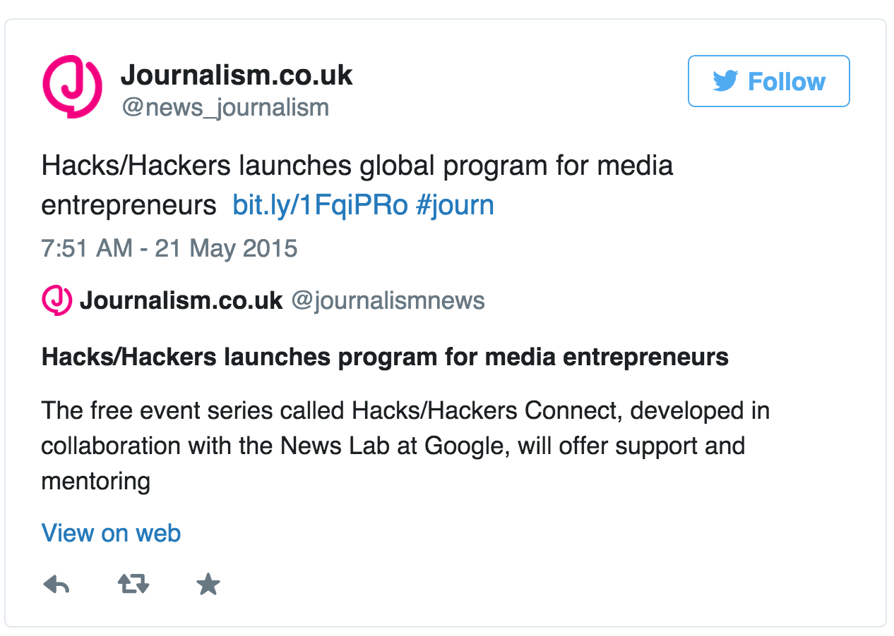 Journalism.co.uk tweet