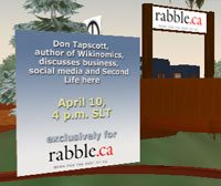 rabble / Don Tapscott announcement in Second Life